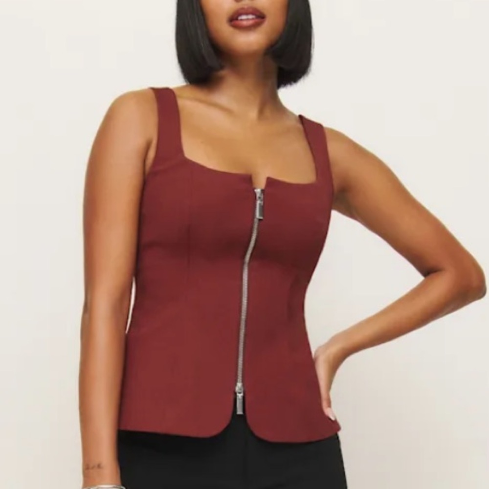 NWT Reformation Laine corset zip up top